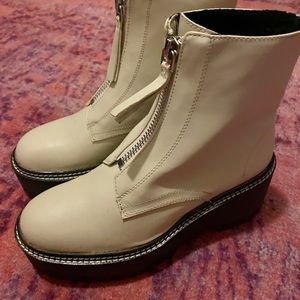 H&M cream double stack combat boots